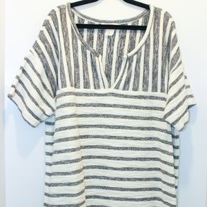 Loft Striped Short Sleeve with Fringe